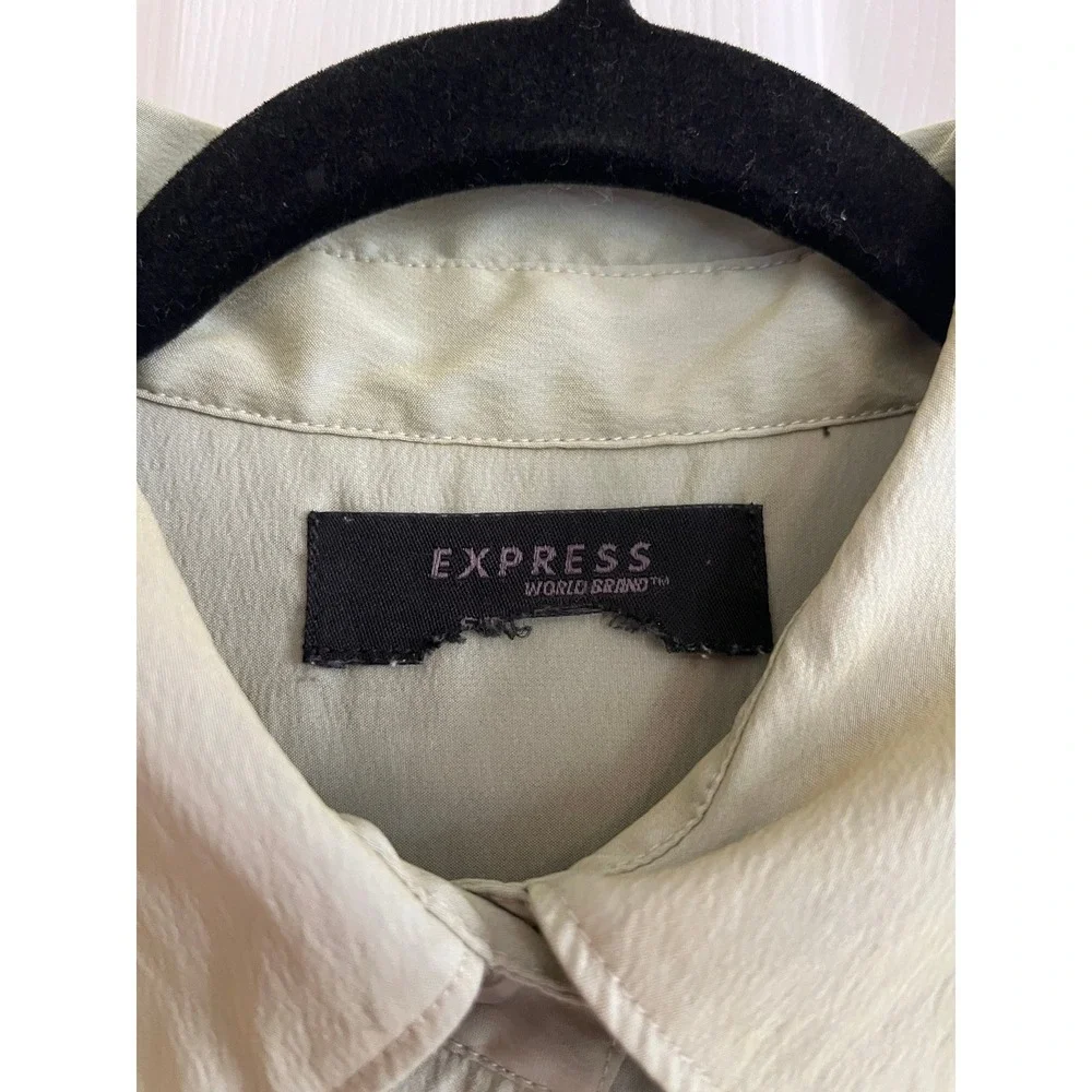Vtg Express Iridescent Button Up Shirt 90s - Picture 2 of 9